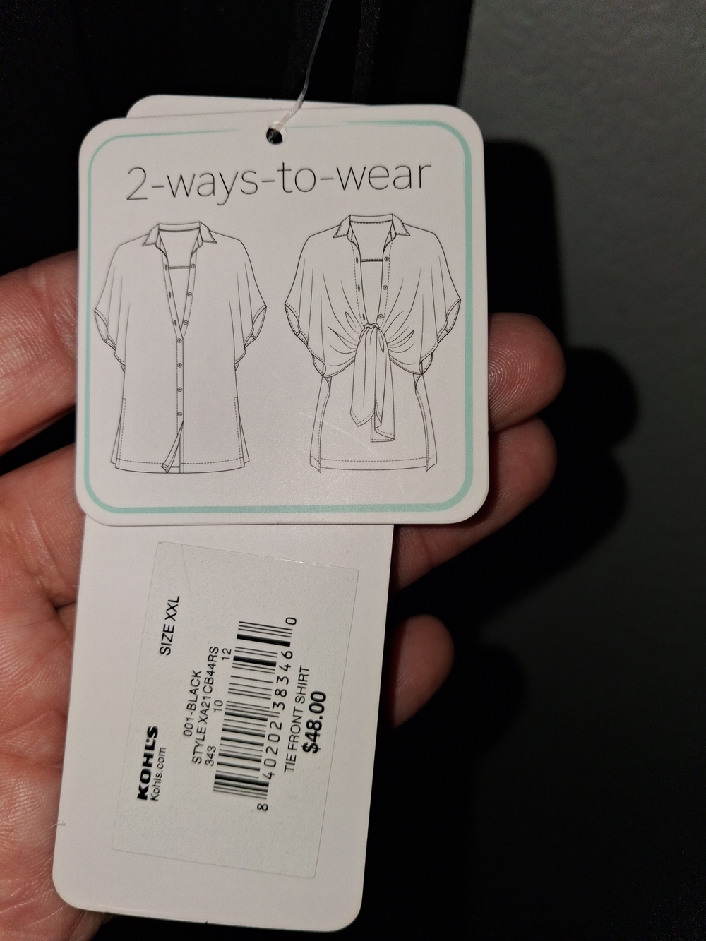 Women's Black Button-Front Blouse with Short Dolman Sleeves - Picture 3 of 4